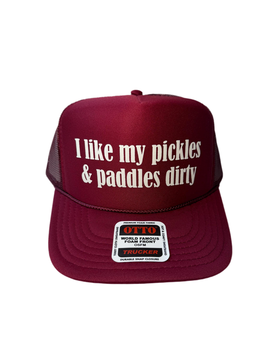 I Like My Pickles & Paddles Dirty Trucker Hat - Funny Pickleball Trucker Hats