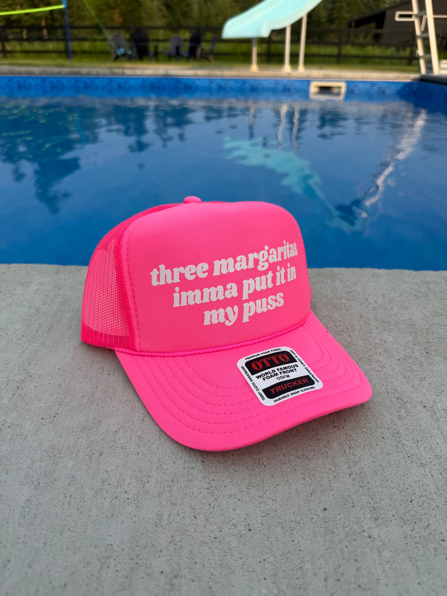 Three Margaritas Imma Put It In My Puss Trucker Hat - Funny Trucker Hats