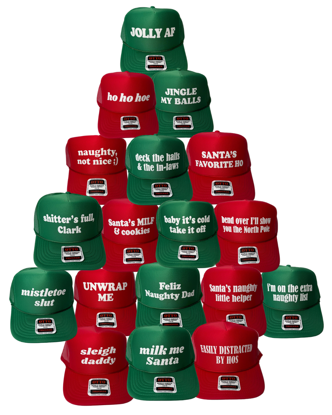 CHRISTMAS Trucker Hat Roulette Pack Unhinged - Funny Christmas Themed Trucker Hats
