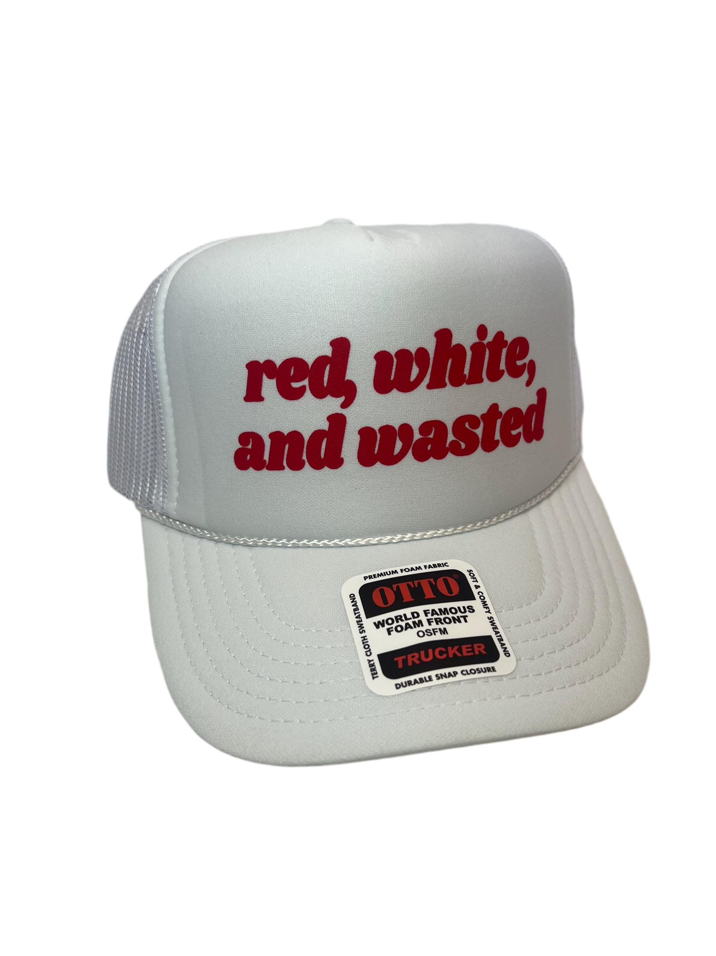 Red, White, And Wasted Trucker Hat - Funny Trucker Hats