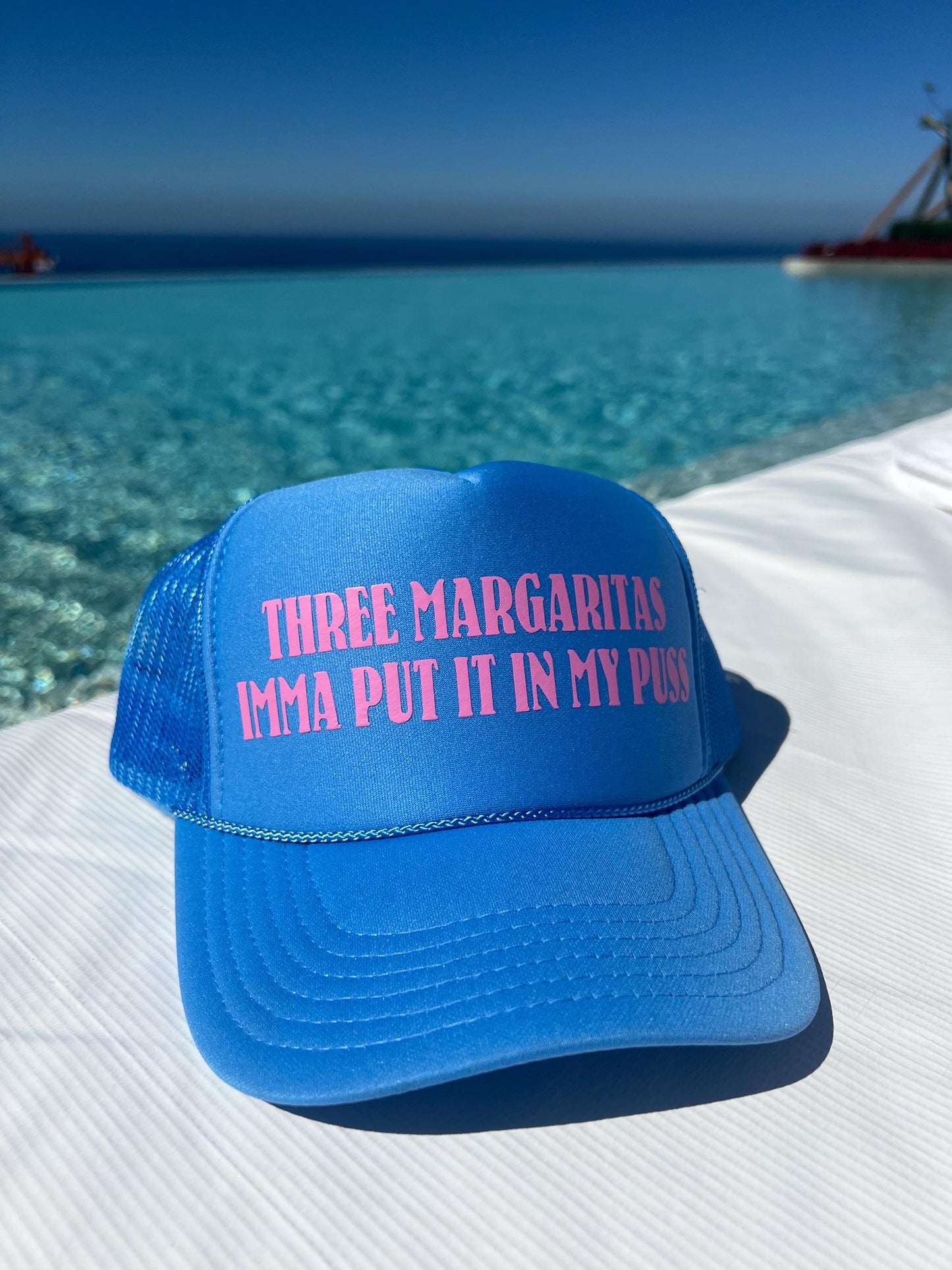 Three Margaritas Imma Put It In My Puss Trucker Hat - Funny Trucker Hats