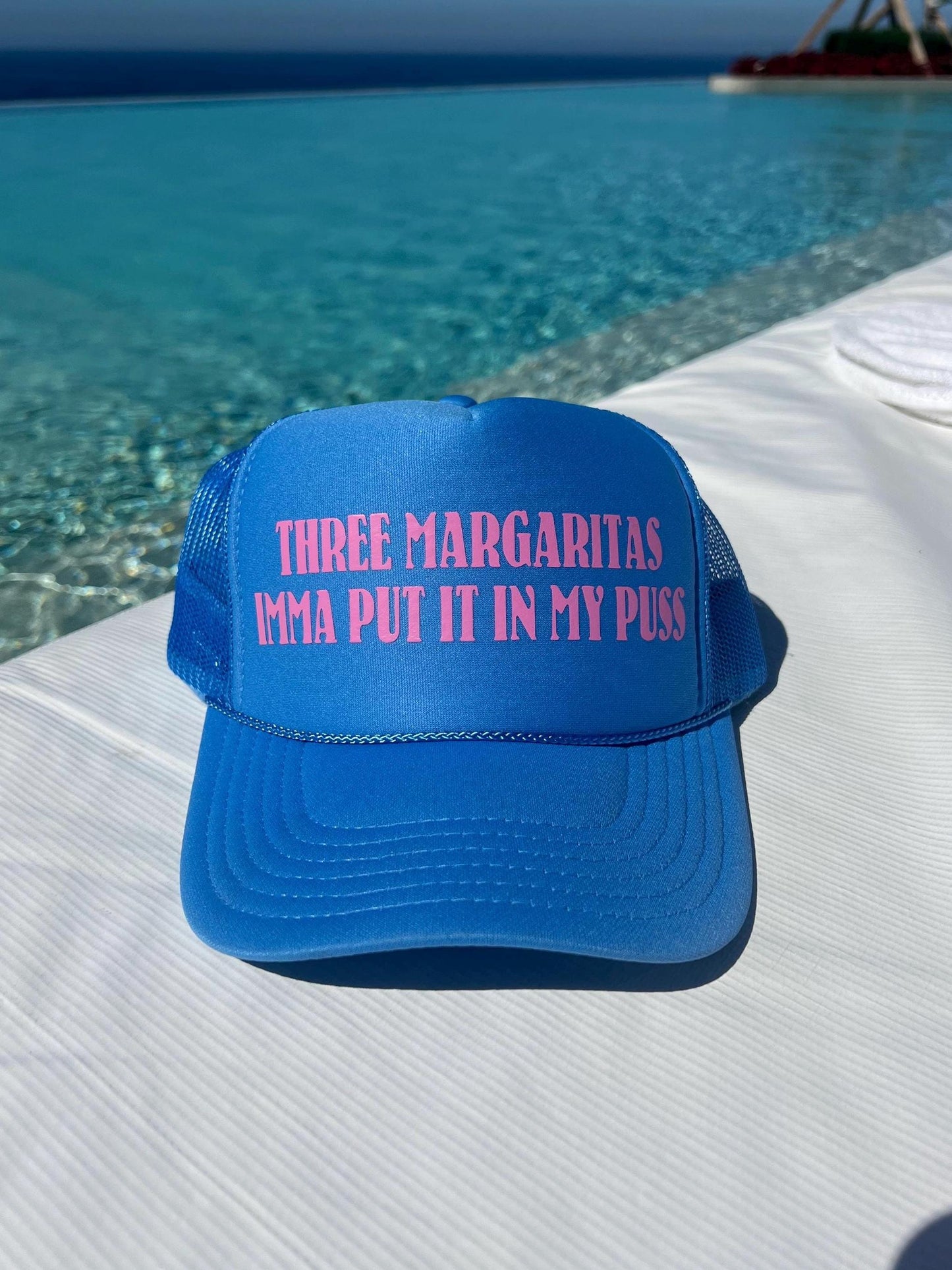 Three Margaritas Imma Put It In My Puss Trucker Hat - Funny Trucker Hats