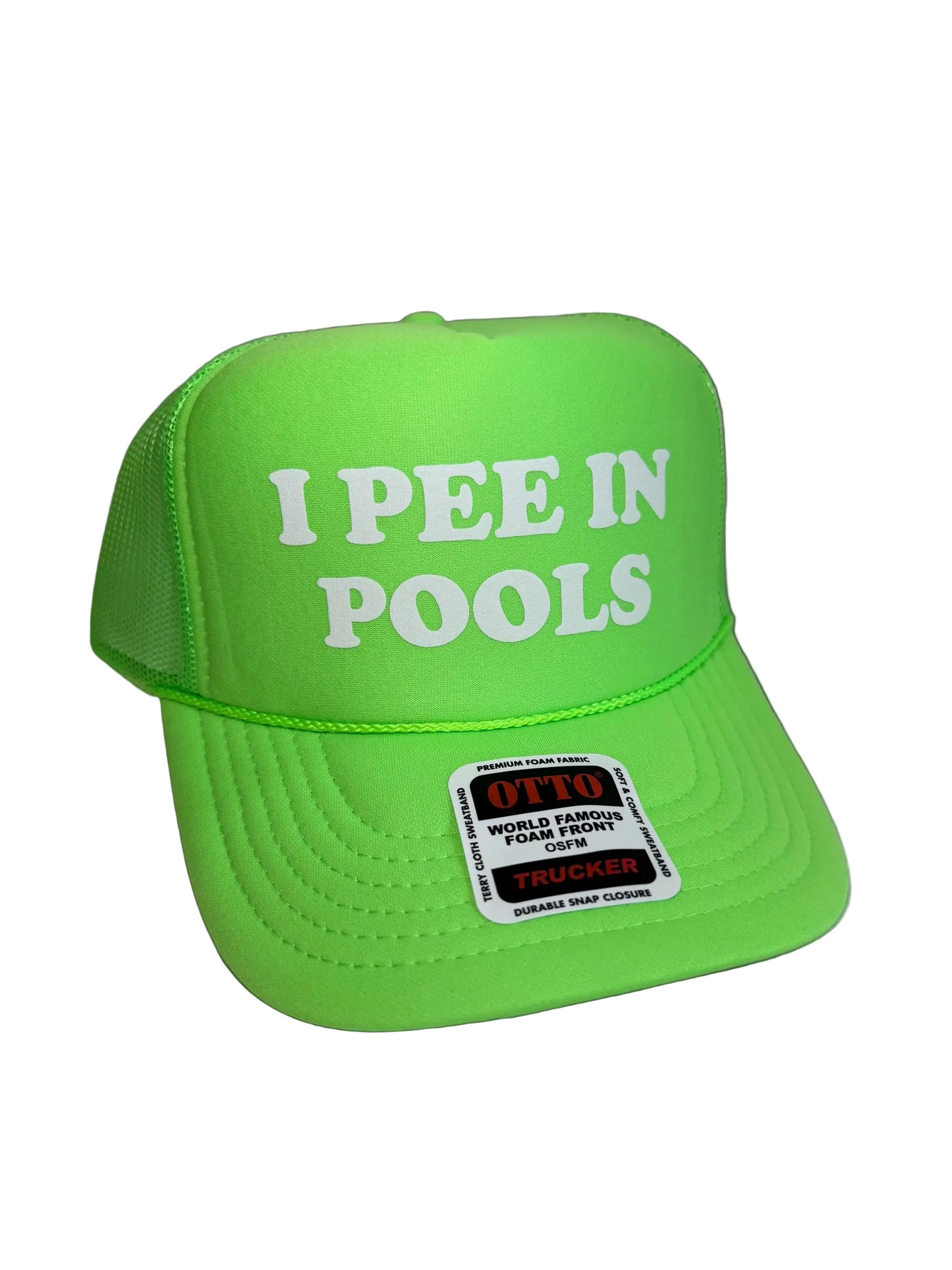 I Pee In Pools Neon Trucker Hat - Funny Trucker Hat