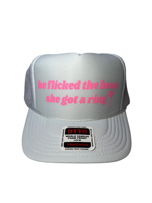 He Flicked The Bean, She Got A Ring Trucker Hat - Funny Trucker Hats