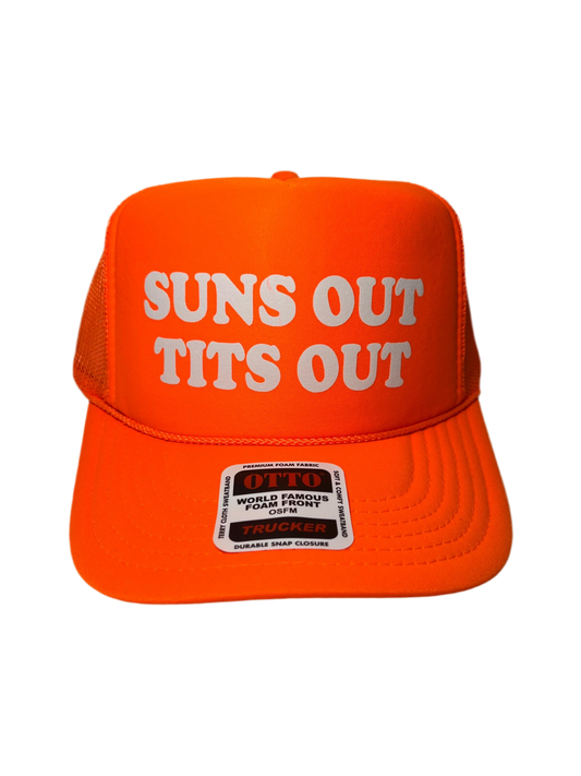 Suns Out Tits Out Neon Trucker Hat - Funny Trucker Hat