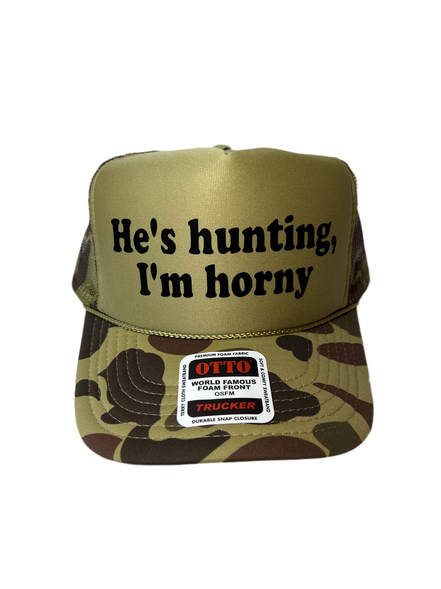 He’s Hunting, I’m Horny Trucker Hat - Funny Trucker Hats