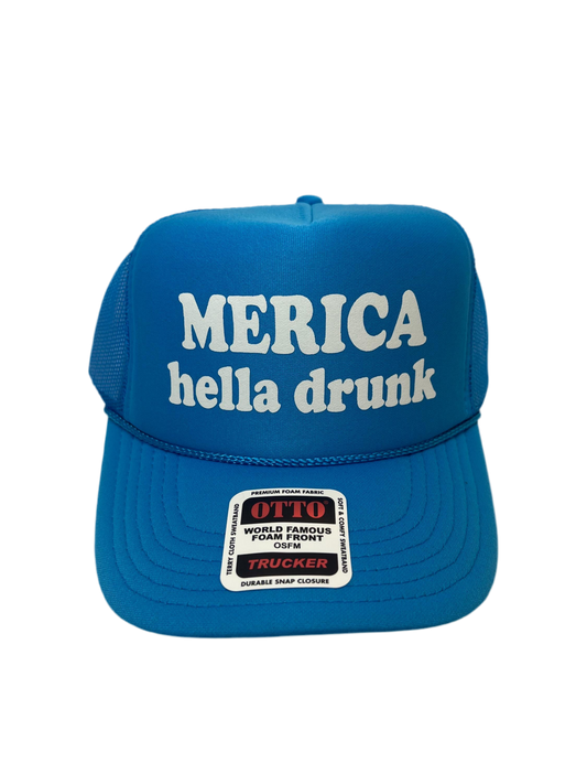Merica Hella Drunk Trucker Hat - Funny Trucker Hats