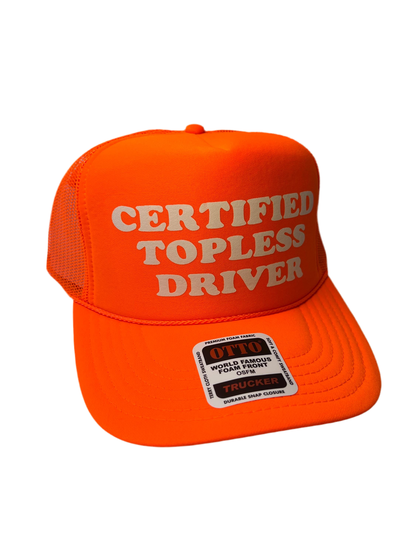 Certified Topless Driver Neon Trucker Hat - Funny Trucker Hat