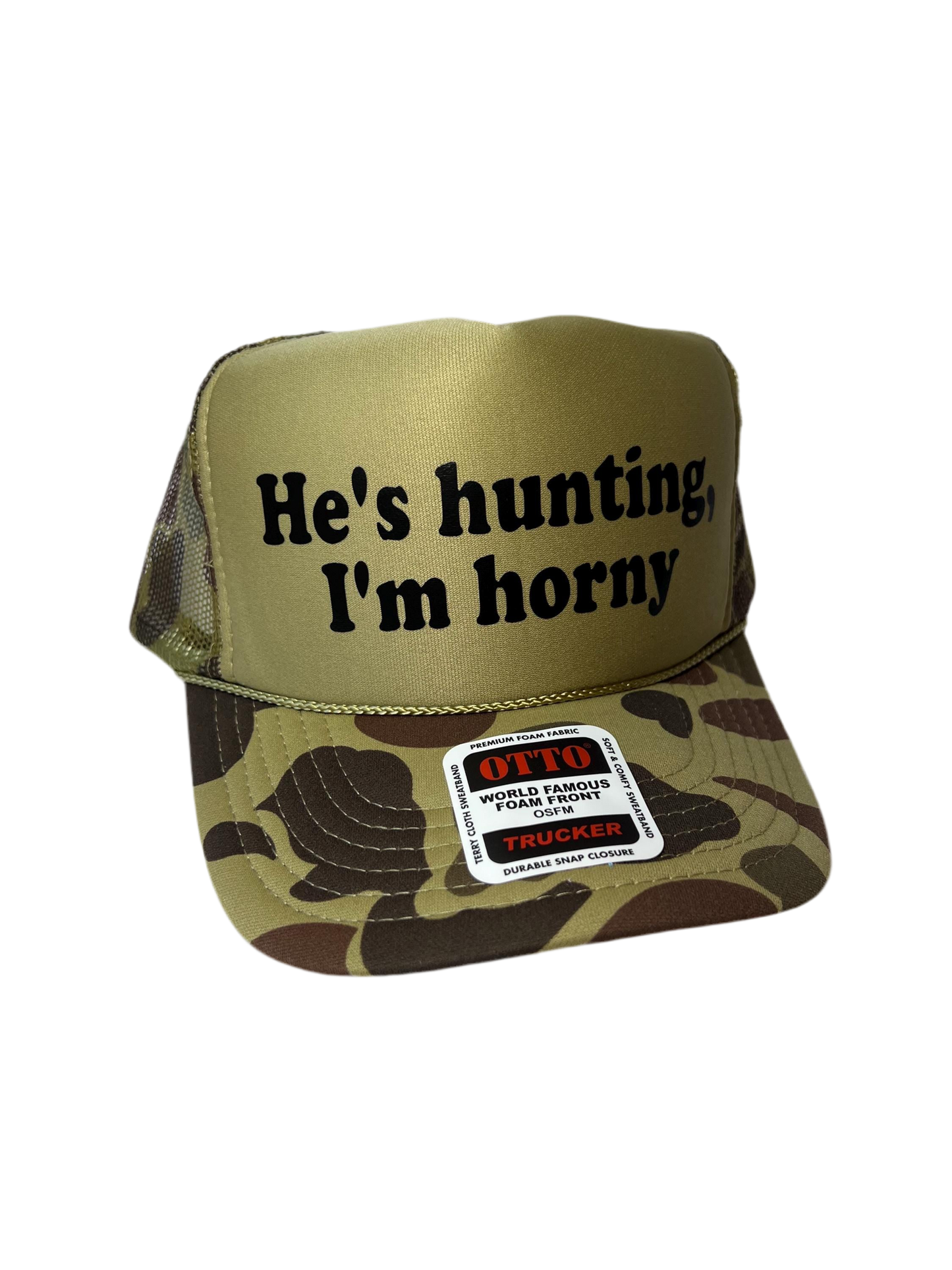 He’s Hunting, I’m Horny Trucker Hat - Funny Trucker Hats