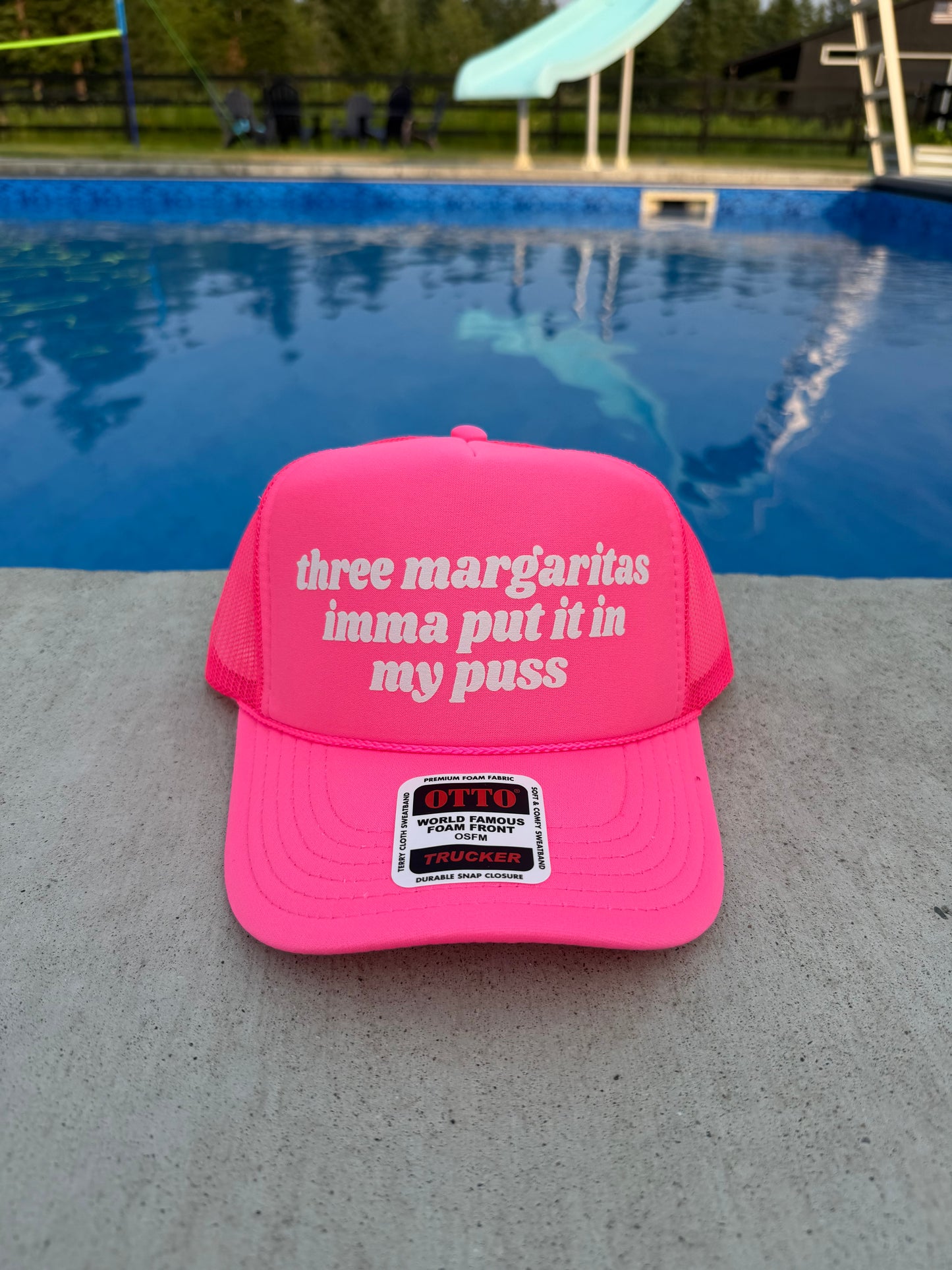 Three Margaritas Imma Put It In My Puss Trucker Hat - Funny Trucker Hats