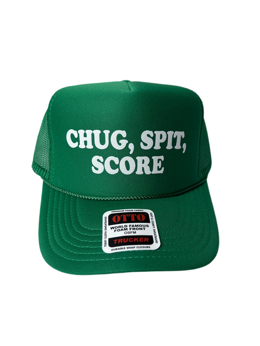 Chug, Spit, Score Trucker Hat - Funny Trucker Hats