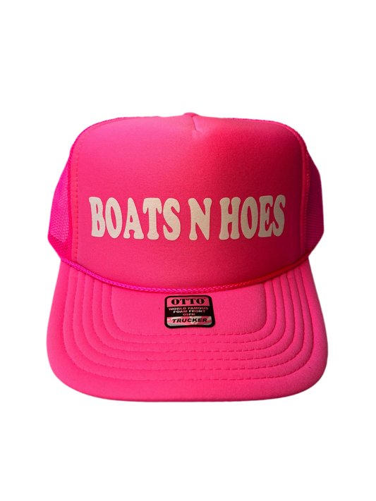 Boats N Hoes Neon Trucker Hat - Funny Trucker Hat