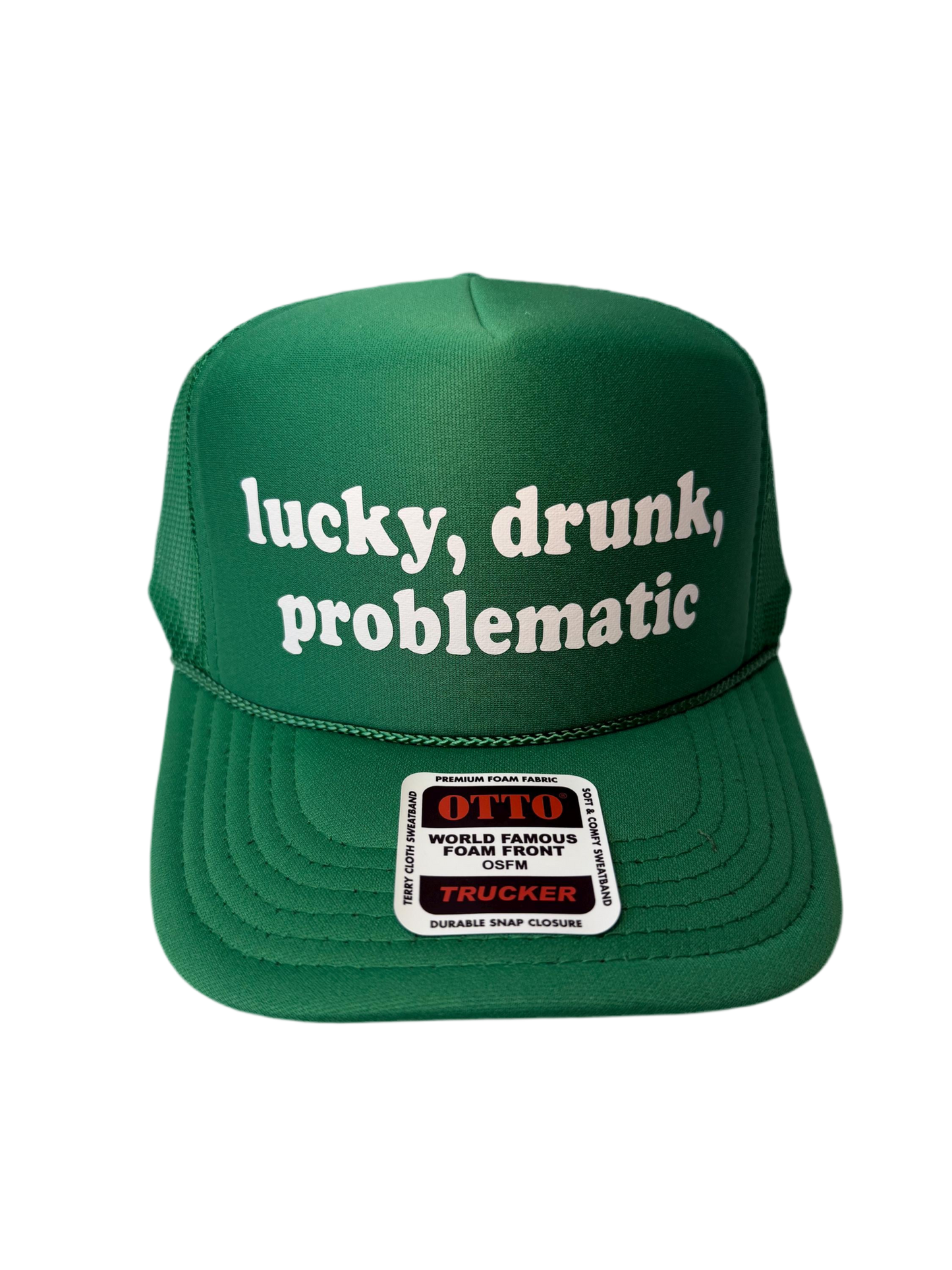 Lucky, Drunk, Problematic Trucker Hat - Funny St Patrick’s Day Trucker Hats