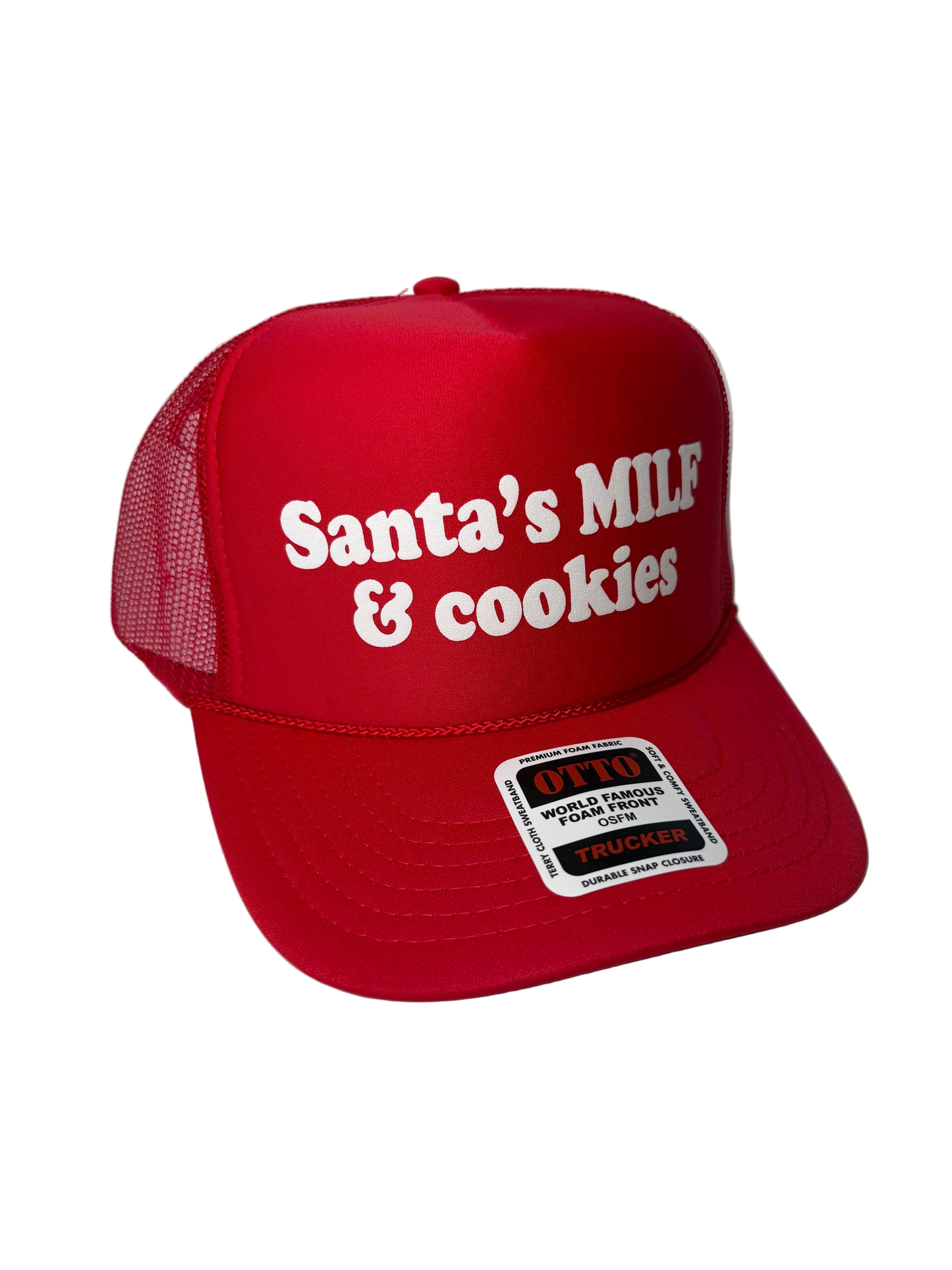 Santa’s MILF & Cookies Trucker Hat - Funny Christmas Hats