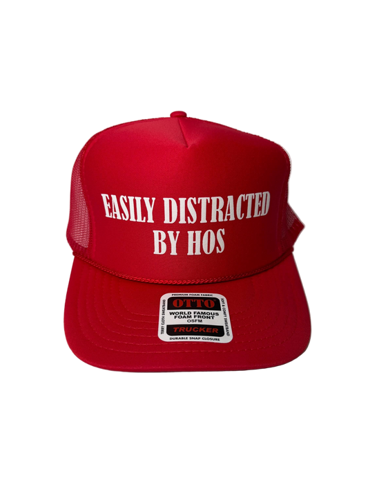 Easily Distracted By Hos Trucker Hat - Funny Christmas Hats