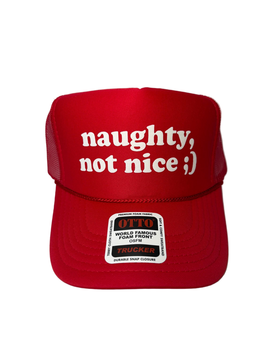 Naughty Not Nice ;) Trucker Hat - Funny Christmas Hats