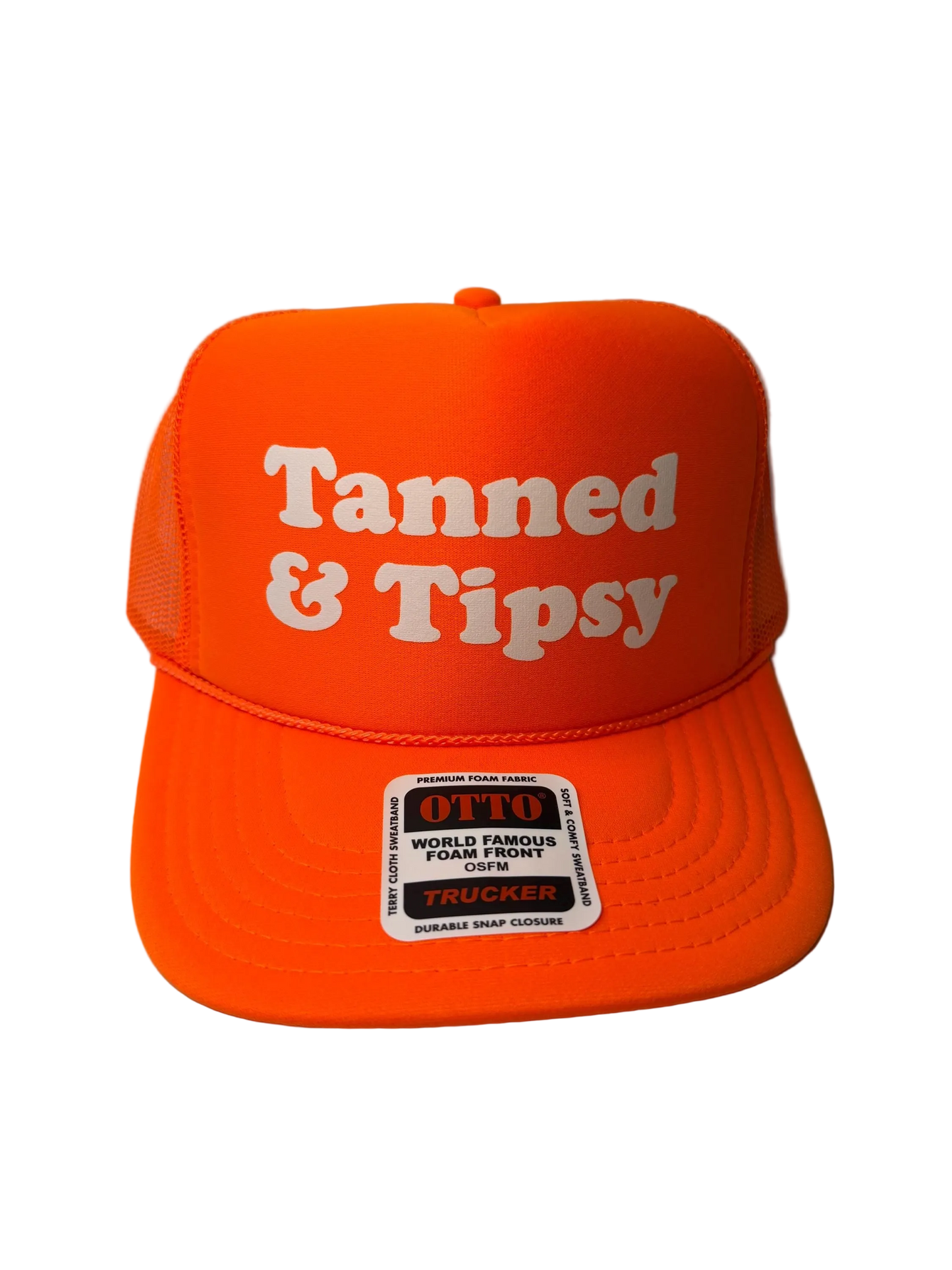 Tanned & Tipsy Neon Trucker Hat - Funny Trucker Hat