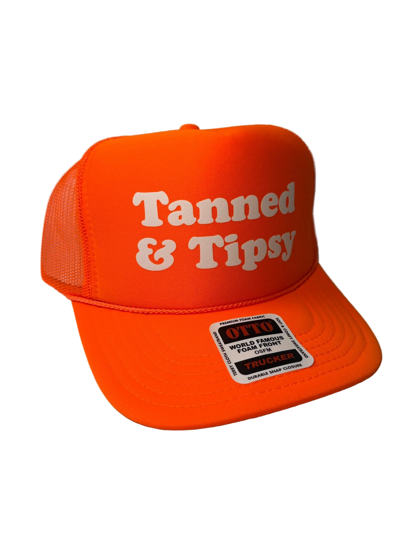Tanned & Tipsy Neon Trucker Hat - Funny Trucker Hat