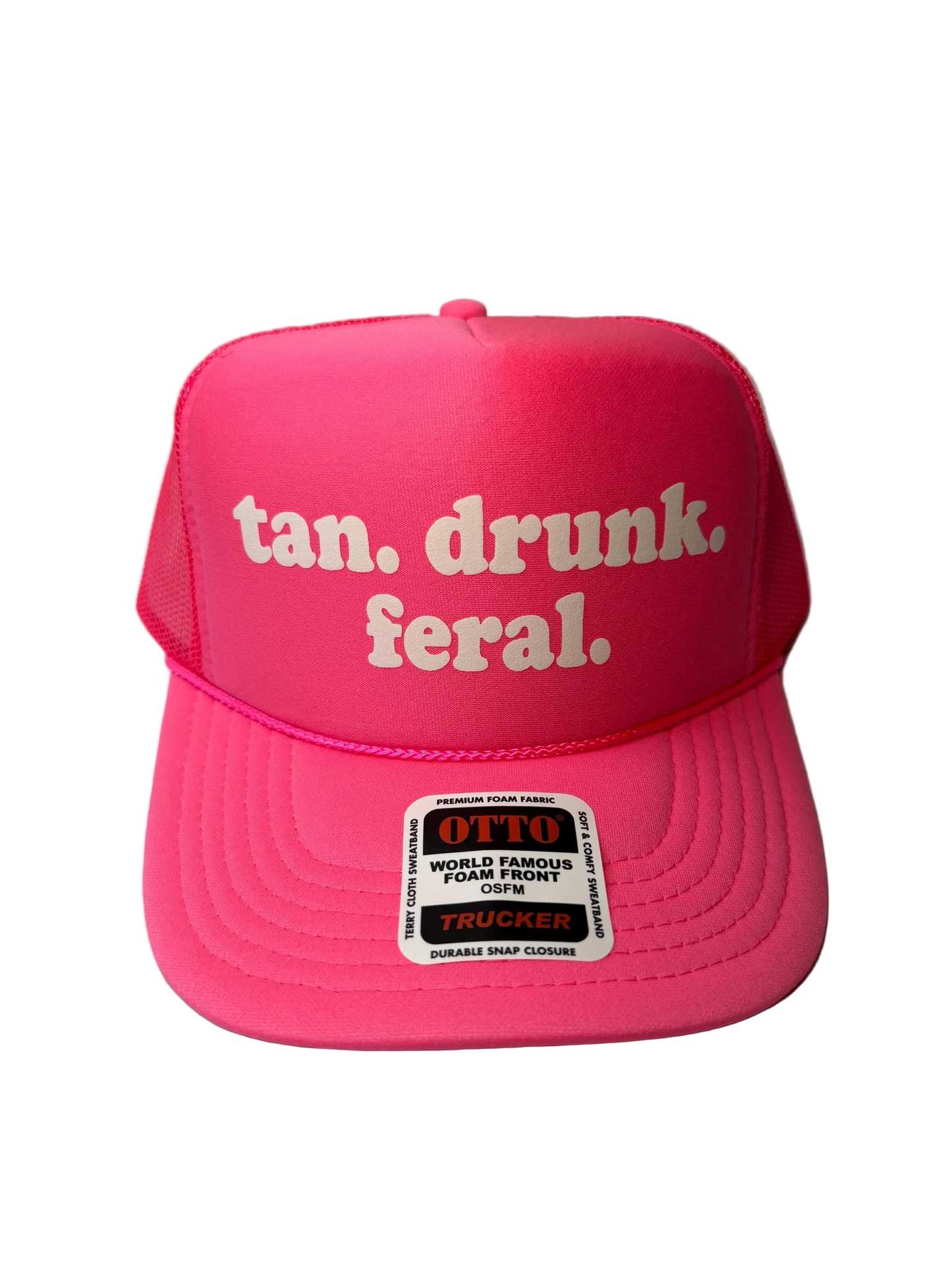 Tan Drunk Feral Neon Trucker Hat - Funny Trucker Hat