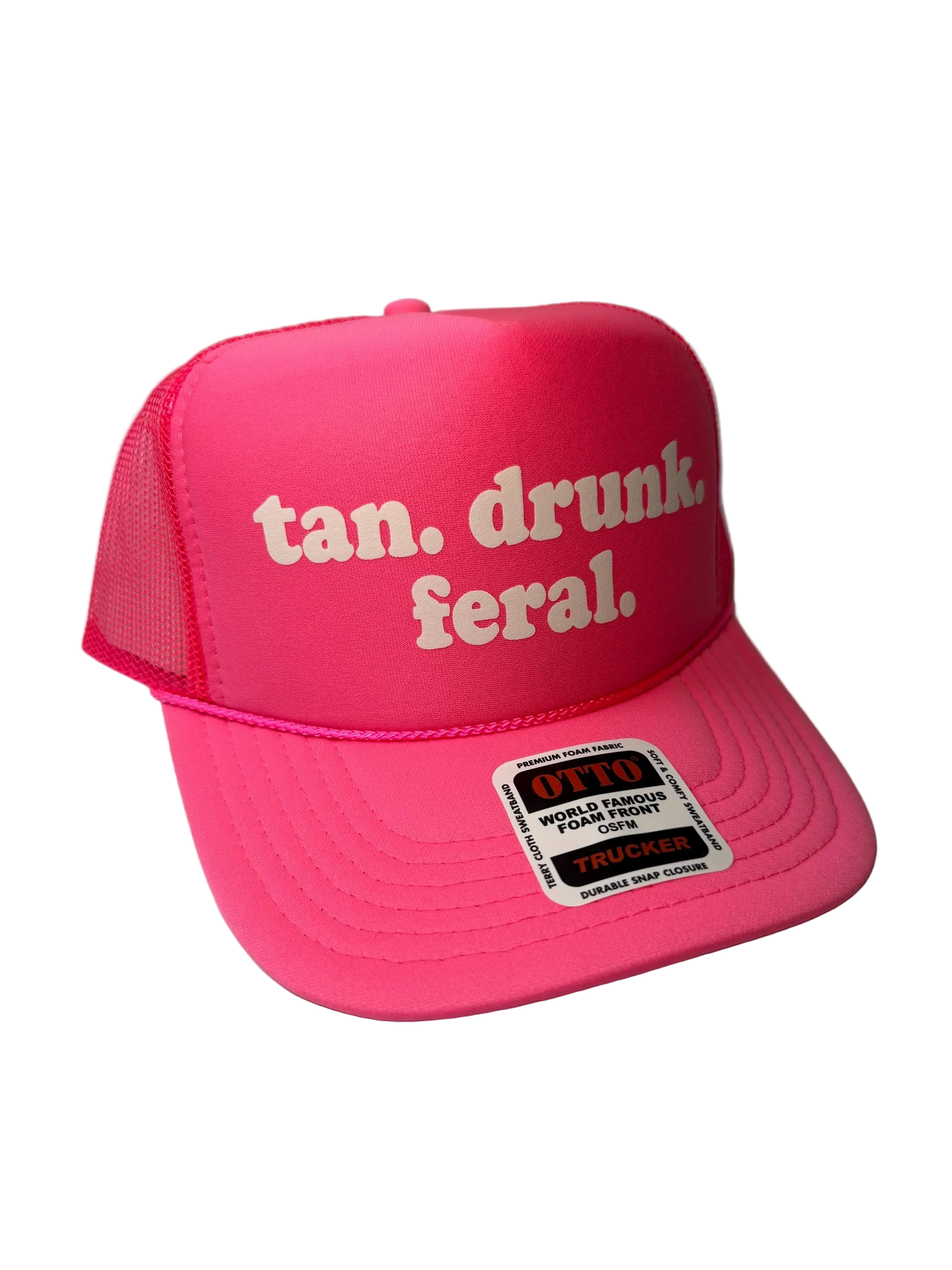 Tan Drunk Feral Neon Trucker Hat - Funny Trucker Hat