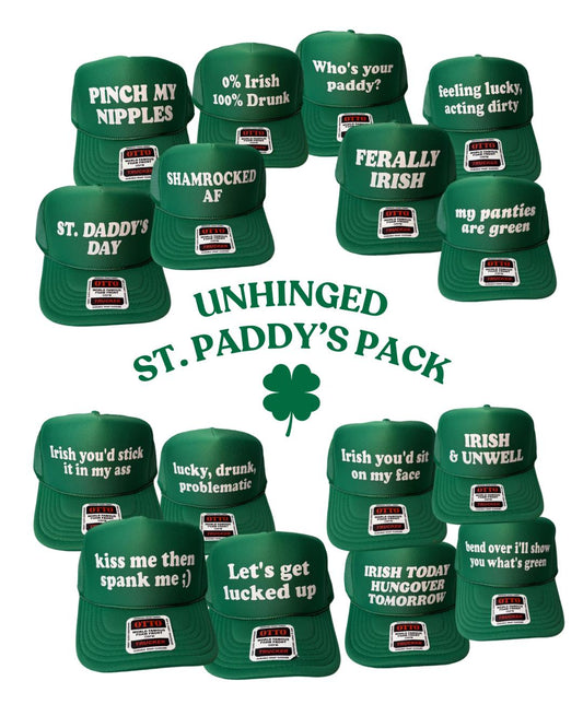 ST. PADDY’S DAY Trucker Hat Roulette Pack Unhinged - Funny St. Patrick’s Day Themed Trucker Hats
