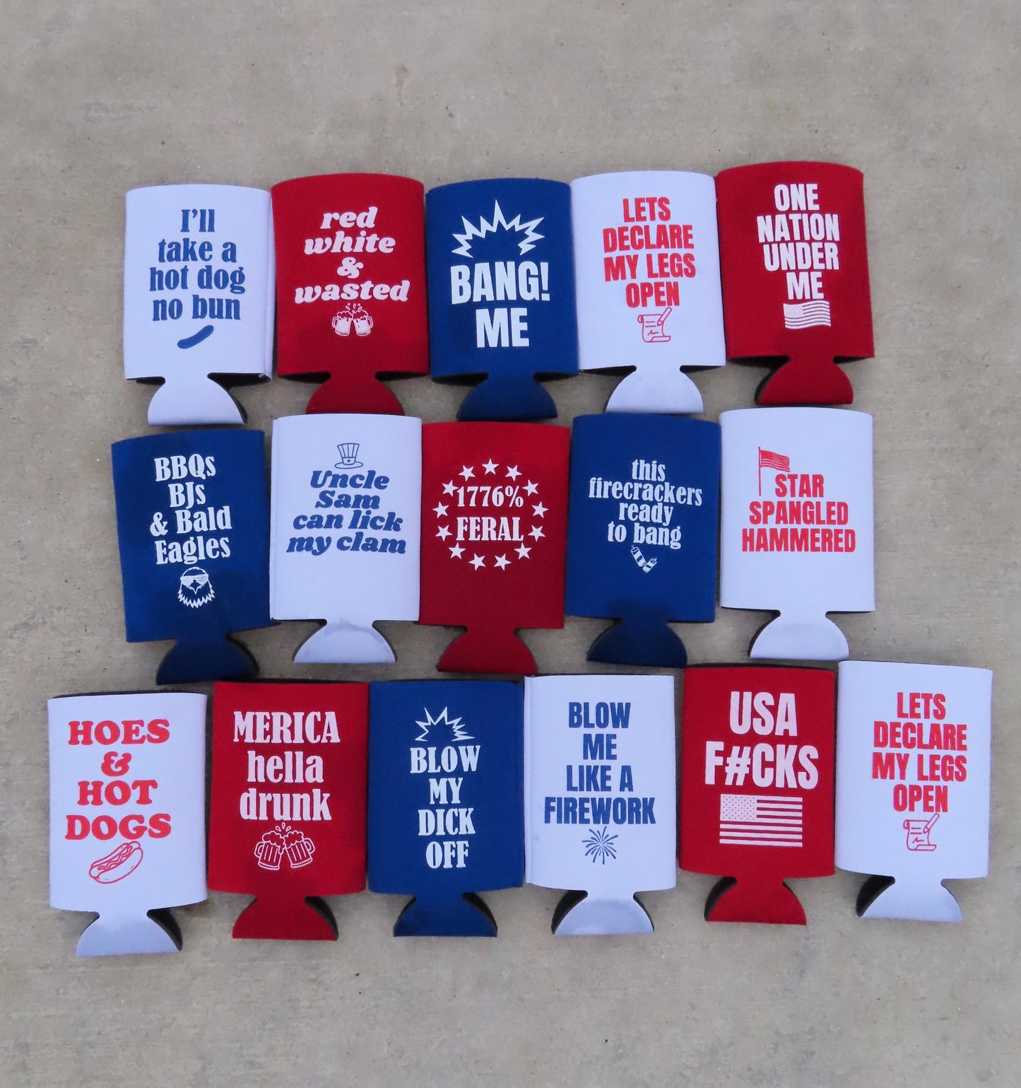 4th of July Can Cooler Unhinged Roulette Pack - Funny Drink Coolers