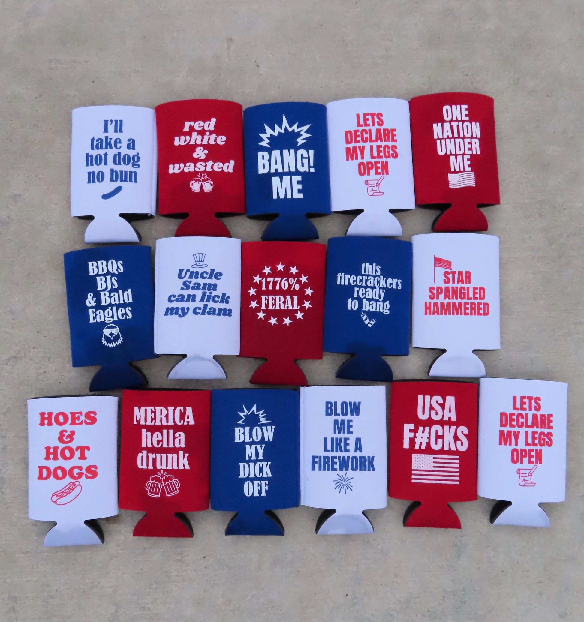 Single 4th Of July Unhinged Can Coolers - Funny Can Coolers